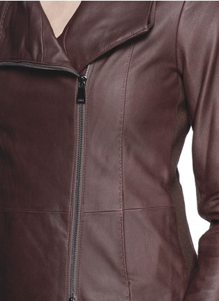 Detail View - Click To Enlarge - VINCE - Knit panel leather jacket