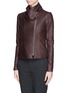 Front View - Click To Enlarge - VINCE - Knit panel leather jacket