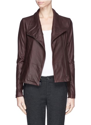 Main View - Click To Enlarge - VINCE - Knit panel leather jacket