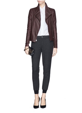 Figure View - Click To Enlarge - VINCE - Knit panel leather jacket