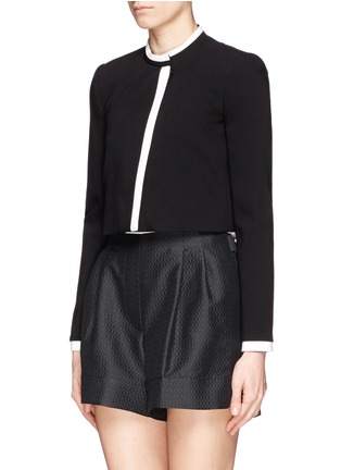 Front View - Click To Enlarge - ALICE & OLIVIA - Contrast trim bonded crepe jacket