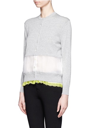 Front View - Click To Enlarge - SACAI LUCK - Sheer panel lace underlay cardigan