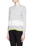 Front View - Click To Enlarge - SACAI LUCK - Sheer panel lace underlay cardigan