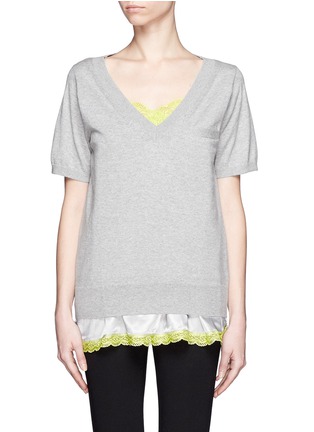 Main View - Click To Enlarge - SACAI LUCK - Lace underlay knit top