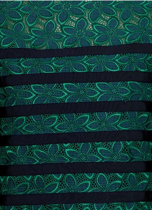 Detail View - Click To Enlarge - SACAI LUCK - Colour block stripe floral lace dress
