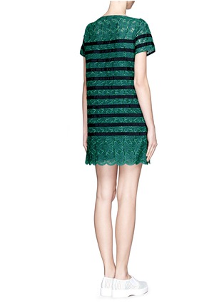 Figure View - Click To Enlarge - SACAI LUCK - Colour block stripe floral lace dress