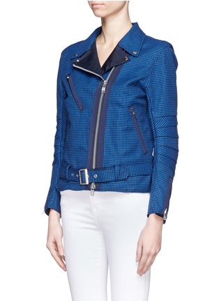 Front View - Click To Enlarge - SACAI LUCK - Houndstooth print cotton biker jacket