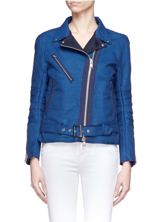 Main View - Click To Enlarge - SACAI LUCK - Houndstooth print cotton biker jacket