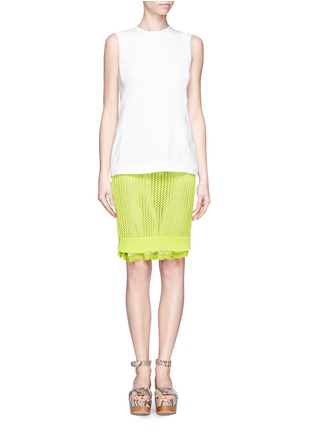Figure View - Click To Enlarge - SACAI LUCK - Lace trim knit pencil skirt