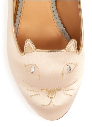 Detail View - Click To Enlarge - CHARLOTTE OLYMPIA - 'Kitty 110' satin pumps