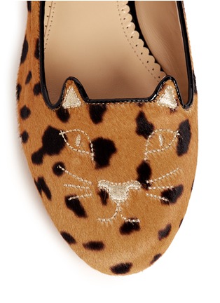 Detail View - Click To Enlarge - CHARLOTTE OLYMPIA - Kitty leopard pony-hair flats