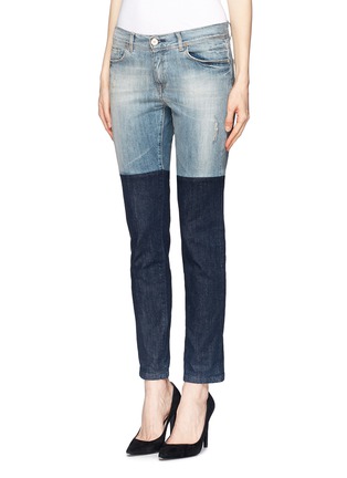 Front View - Click To Enlarge - EACH X OTHER - Two tone slim fit jeans
