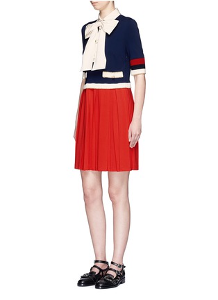Figure View - Click To Enlarge - GUCCI - Bow neck pleated skirt jersey dress