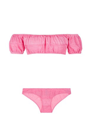 Main View - Click To Enlarge - LISA MARIE FERNANDEZ - 'Leandra' stripe off-shoulder bikini set