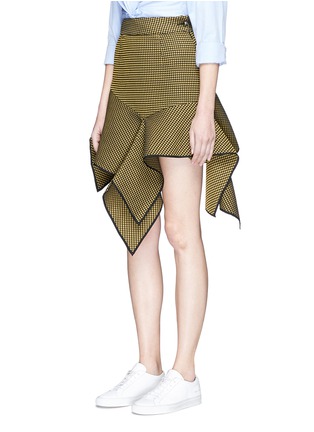 Front View - Click To Enlarge - JINNNN - Asymmetric drape waffle effect skirt