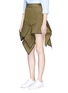 Front View - Click To Enlarge - JINNNN - Asymmetric drape waffle effect skirt