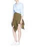Figure View - Click To Enlarge - JINNNN - Asymmetric drape waffle effect skirt