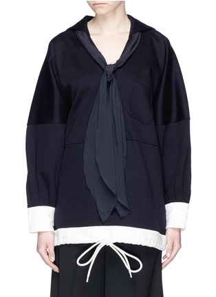 Main View - Click To Enlarge - CHLOÉ - Silk scarf sailor collar oversized sweatshirt