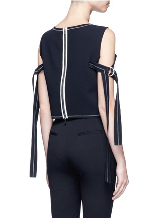 Back View - Click To Enlarge - COMME MOI - Ribbon trim sleeveless crepe top