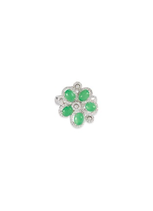 Main View - Click To Enlarge - SAMUEL KUNG - Diamond jade 18k white gold floral ring