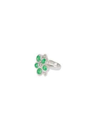 Figure View - Click To Enlarge - SAMUEL KUNG - Diamond jade 18k white gold floral ring