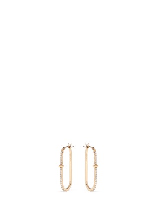 Main View - Click To Enlarge - PHYNE BY PAIGE NOVICK - Diamond pavé 18k gold oval hoop earrings