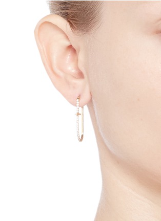 Figure View - Click To Enlarge - PHYNE BY PAIGE NOVICK - Diamond pavé 18k gold oval hoop earrings