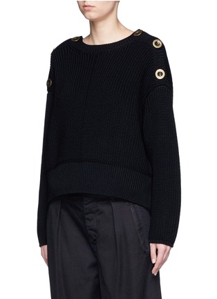 Front View - Click To Enlarge - CHLOÉ - Button shoulder chunky virgin wool sweater