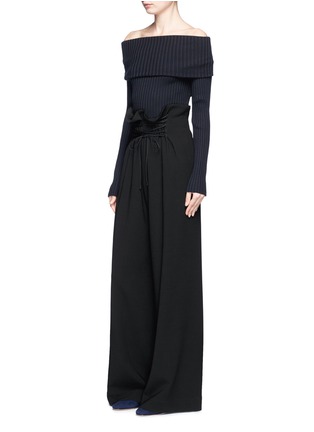 Figure View - Click To Enlarge - THE ROW - 'Roy' paperbag waist virgin wool wide leg pants