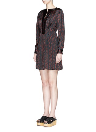 Front View - Click To Enlarge - ISABEL MARANT - 'Swinton' zigzag print textured silk dress
