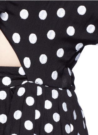 Detail View - Click To Enlarge - MARA HOFFMAN - Polka dot embroidered tie front rompers