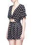 Front View - Click To Enlarge - MARA HOFFMAN - Polka dot embroidered tie front rompers