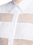 Detail View - Click To Enlarge - ALAÏA - Crochet lace stripe drawstring poplin dress