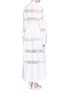 Back View - Click To Enlarge - ALAÏA - Crochet lace stripe drawstring poplin dress