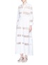 Figure View - Click To Enlarge - ALAÏA - Crochet lace stripe drawstring poplin dress