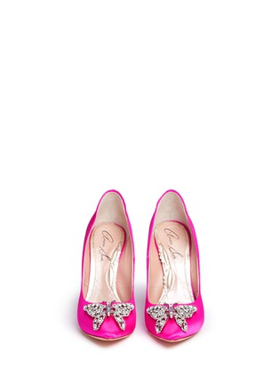 Front View - Click To Enlarge - ARUNA SETH - Farfalla' crystal pavé butterfly satin pumps