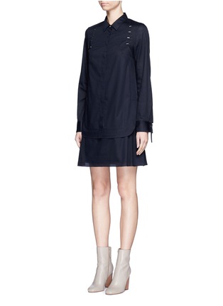 Front View - Click To Enlarge - 3.1 PHILLIP LIM - Stapled shoulder cotton shirt dress