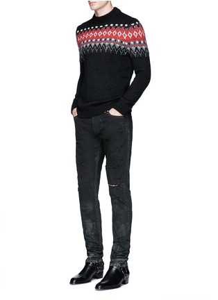 Figure View - Click To Enlarge - SAINT LAURENT - Low rise distressed skinny jeans