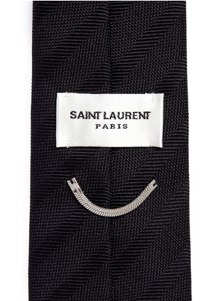 Detail View - Click To Enlarge - SAINT LAURENT - Club stripe silk skinny tie