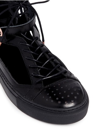Detail View - Click To Enlarge - EUGÈNE RICONNEAUS - 'Calcuta-Open' fringe cutout leather high top sneakers