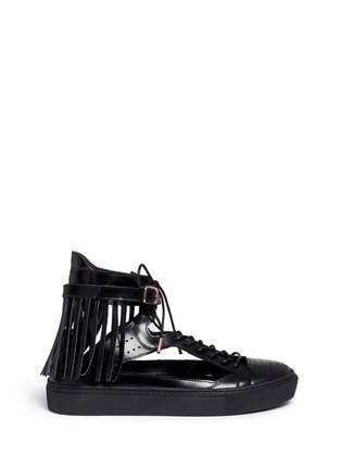 Main View - Click To Enlarge - EUGÈNE RICONNEAUS - 'Calcuta-Open' fringe cutout leather high top sneakers