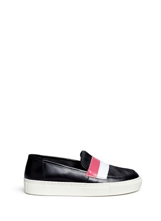 Main View - Click To Enlarge - EUGÈNE RICONNEAUS - 'Stacy-Rainbow' ponyhair vamp leather band slip-ons
