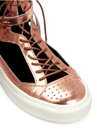 Detail View - Click To Enlarge - EUGÈNE RICONNEAUS - 'Calcuta-Open' fringe cutout metallic leather high top sneakers
