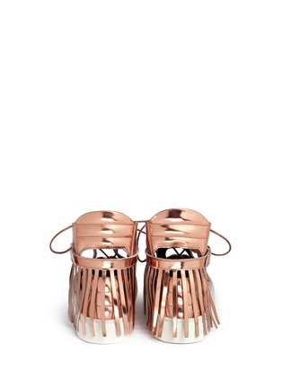 Back View - Click To Enlarge - EUGÈNE RICONNEAUS - 'Calcuta-Open' fringe cutout metallic leather high top sneakers