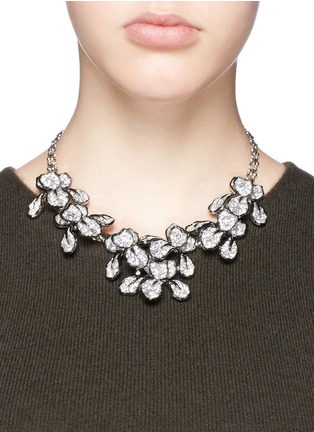 Figure View - Click To Enlarge - KENNETH JAY LANE - Crystal pavé floral iris necklace