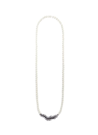Main View - Click To Enlarge - KENNETH JAY LANE - Crystal pavé leaf faux pearl necklace