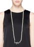 Figure View - Click To Enlarge - KENNETH JAY LANE - Crystal pavé leaf faux pearl necklace