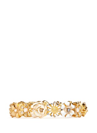 Main View - Click To Enlarge - KENNETH JAY LANE - Glass crystal pavé pearl floral bracelet