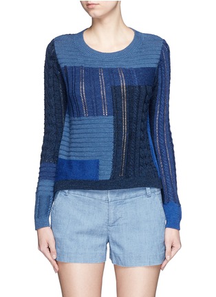 Main View - Click To Enlarge - DIANE VON FURSTENBERG - 'Padma Intarsia' mix patchwork cotton sweater