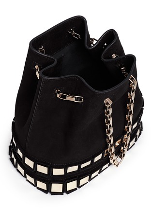 Detail View - Click To Enlarge - TOMASINI - '56 Squares' small suede bucket bag